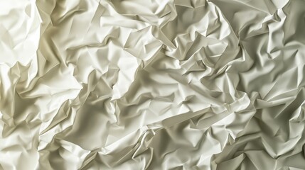 Obraz premium Close-up detail of crumpled paper texture background in white with light and shadow, creating an abstract and artistic backdrop for design and wallpaper patterns