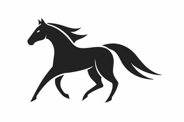  a minimalist , Creative simple memorable horse animal logo vector .silhouette black color, vector illustration 