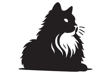 Cat silhouette. Vector in monochrome style on white background.