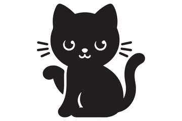 Cat silhouette. Vector in monochrome style on white background.