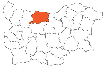 Obraz premium Outline of the map of the region of Bulgaria - Pleven region
