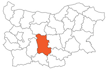 Fototapeta premium Outline of the map of the region of Bulgaria - Plovdiv region