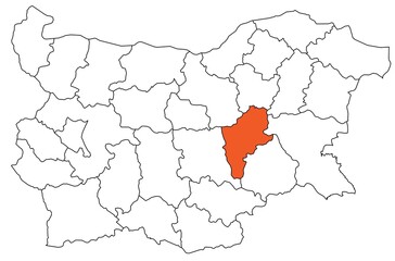 Fototapeta premium Outline of the map of the region of Bulgaria - Sliven region