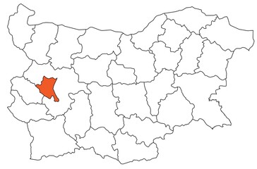 Obraz premium Outline of the map of the region of Bulgaria - Sofia region