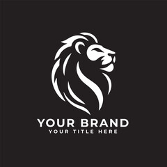 Line art lion logo design
