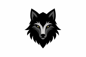 : Wolf minimalist mascot logo . Vector illustration of wolf head .silhouette black color, vector illustration