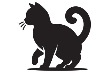 Cat silhouette. Vector in monochrome style on white background.