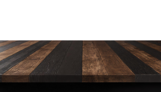 Dark Oak Wooden table on transparent background
