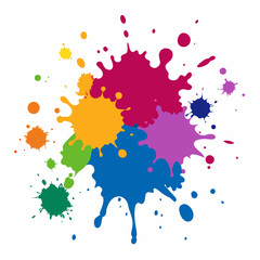 Splash of paints. Blobs. Paint splatter colourful set. Splashing spots effect shape. Multicolored splash paintbrush liquid. Painting - activity. Vector splash of paints isolated on white background.