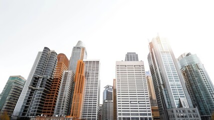 Obraz premium group of tall buildings in a city with a sky background