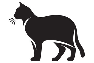 Cat silhouette. Vector in monochrome style on white background.
