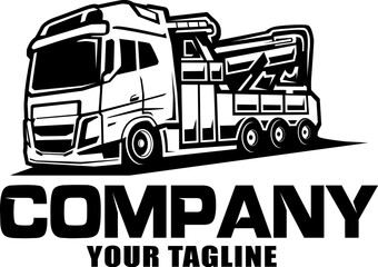 towing truck logo design template