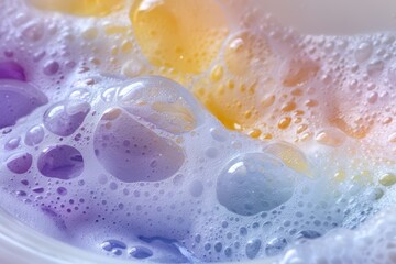 Colorful soap bubble abstraction with vivid swirls and droplets