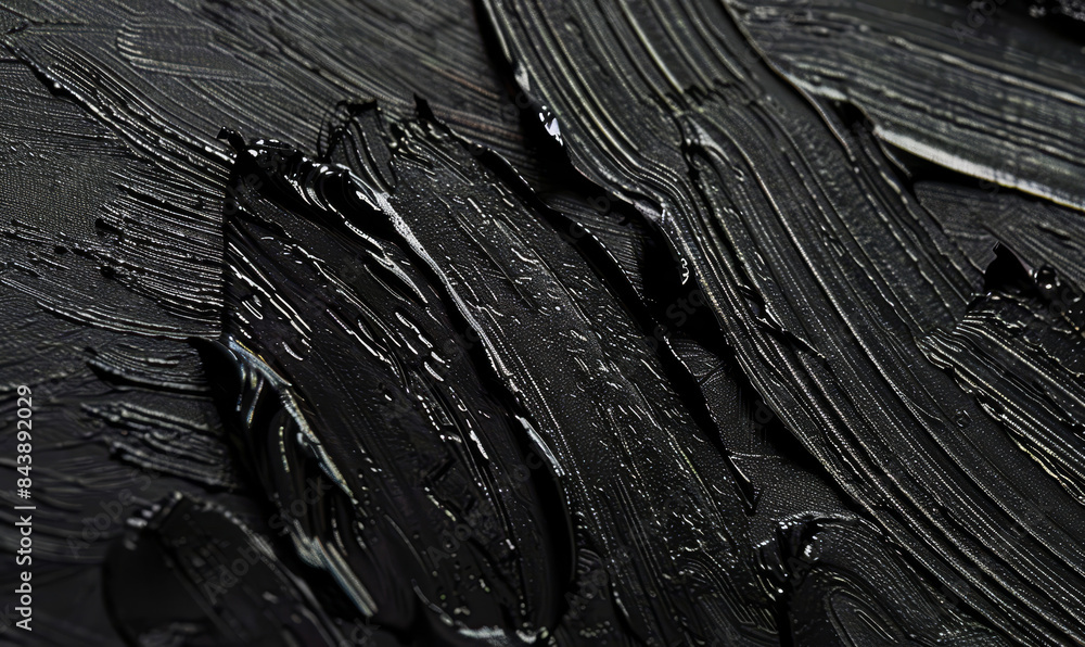 Poster closeup abstract texture of black paint strokes - artistic background highlighting brush stroke patt