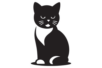Cat silhouette. Vector in monochrome style on white background.