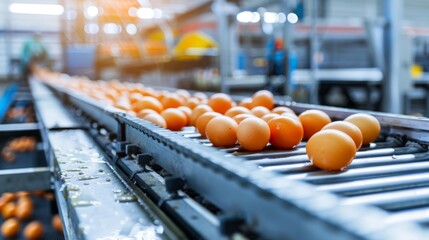 Automated egg sorting on a conveyor belt in a modern food processing facility