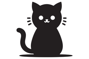 Cat silhouette. Vector in monochrome style on white background.
