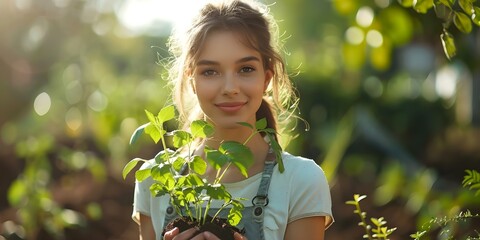 Woman leading sustainable community event as team leader promoting environmental awareness. Concept Sustainable Leadership, Community Engagement, Environmental Awareness, Team Building