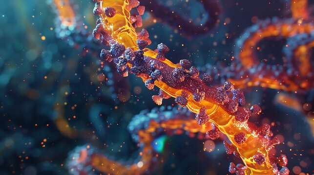 Abstract genetics disease hologram view sem tem macroscope dna mutations vexas disease medicineKhan - Powered by Adobe