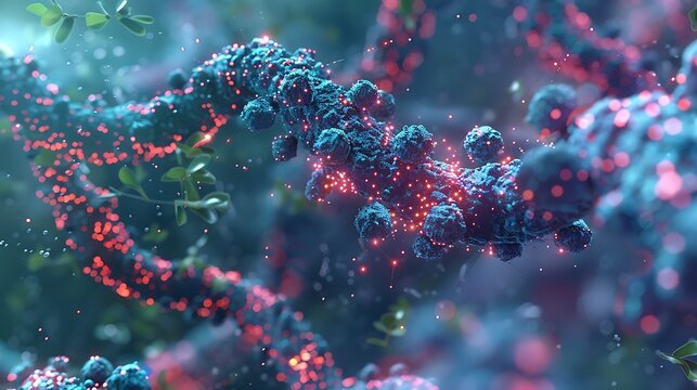 Abstract genetics disease hologram view sem tem macroscope dna mutations vexas disease medicineKhan