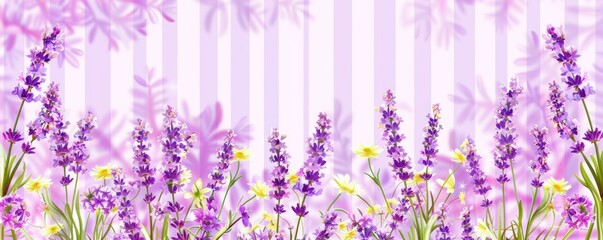 Beautiful vector of yellow lavender flowers on a vibrant striped background, creating a stunning visual.
