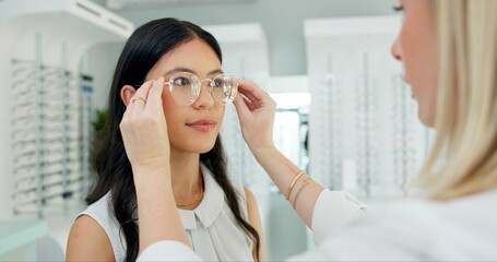 Vision, ophthalmology and help customer with glasses for eye health, wellness and care....