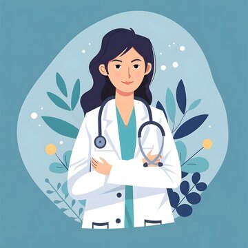 recommend clip art: Flat-style hand-drawn doctor character