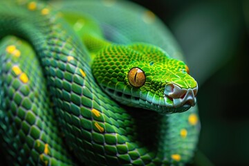 Fototapeta premium Green snake close-up