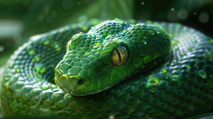 Fototapeta premium Green snake close-up