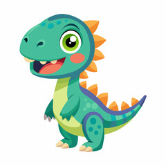 Funny Vector Cartoon Illustration of Cute T-Rex Dinosaur