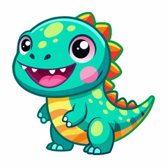 Funny Vector Cartoon Illustration of Cute T-Rex Dinosaur