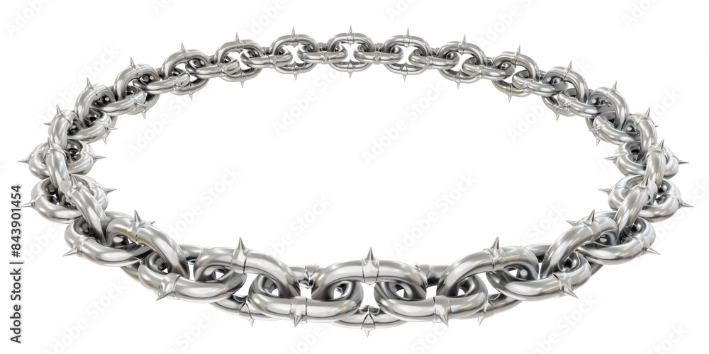 Poster modern chic: chain circle design. elevate your design with this modern element: sharp metallic chain