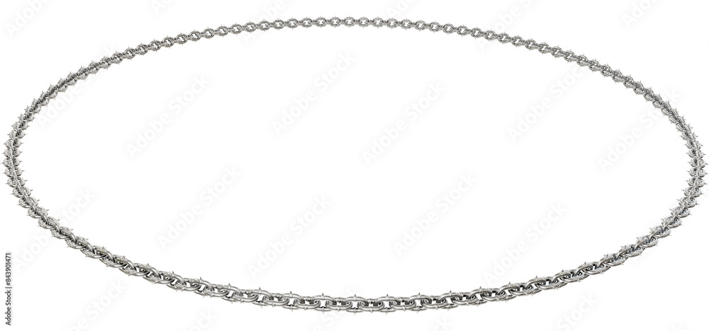 Aufkleber chainmail reimagined: 3d art element. 3d illustration reinvents chainmail. sharp metallic chains twi