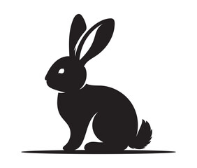 Silhouette of rabbit isolated on white background