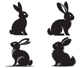 Fototapeta premium Silhouette of rabbit isolated on white background