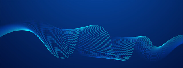 Blue background with flowing lines for futuristic concept. Dynamic waves. vector illustration