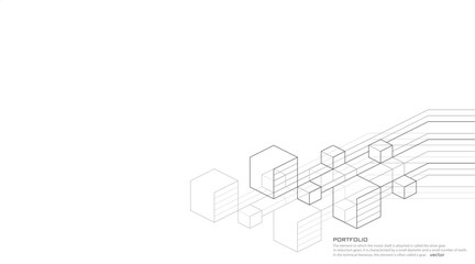 White background made of geometric lines. Abstract cube with squares.Drawing.Vector illustration.