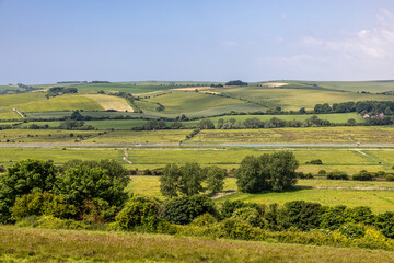 Fototapeta na wymiar A view over the South Downs with the River Ouse in the Valley below, on a sunny summer's day