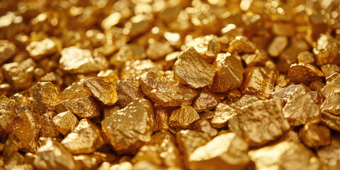 Pure gold from the mine that was unearthed, close-up of natural unprocessed fossil gold