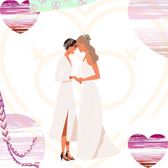 Illustration of lesbian with white background or LGBT part on illustration design. pride of lesbian.