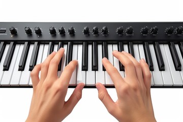 Close-Up of Hands Playing Keyboard Keys