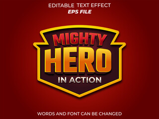 mighty hero text effect, font editable, typography, 3d text for medieval fantasy rpg games. vector template