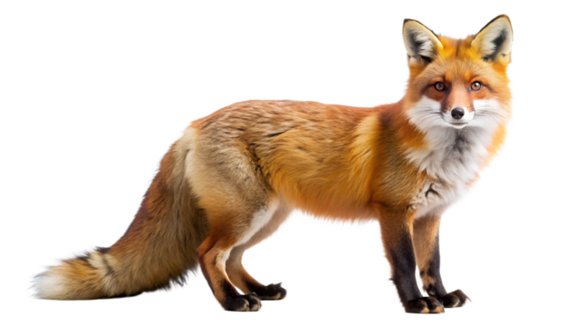 a fox in profile view. Its head is obscured by a blurred rectangle, preventing us from seeing any facial features
