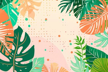 Tropical Leaves and Plants Background for Summer Designs Generative AI