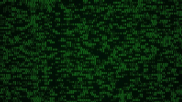 Computer binary code matrix background. Digital technology cyber space and big data concept. Numbers zero and one loop animation. Green electronic digits display on monitor. 4K video animated 3d.
