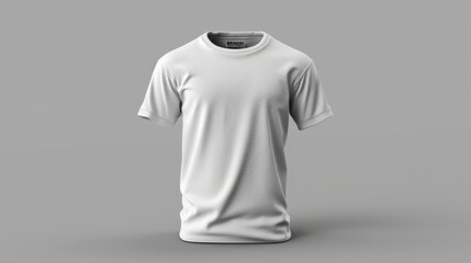 White Plain T-Shirt Isolated on Gray Background, Generative AI