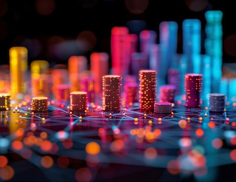 Colorful bar graph on the left side of an electric circuit board