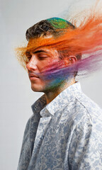 Colorful Mind Burst
This captivating artwork portrays a dynamic burst of colors, as if ideas and creativity are exploding outward. The blurred rectangular area adds an intriguing touch, leaving room 
