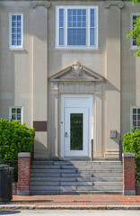 facade view of ancient building entrance door