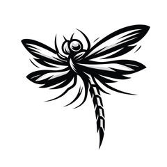 Fierce dragonfly illustration in black and white